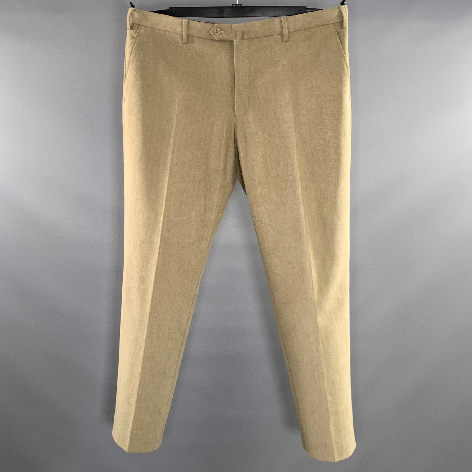 Loro Piana Size 42 Tan Khaki Solid Cotton Flat Front Casual Pants